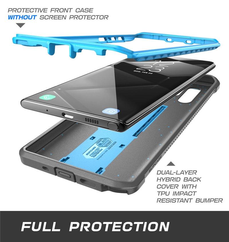 SUPCASE UB Pro Case for Samsung Galaxy Note 10 in black, showcasing rugged design and kickstand feature.